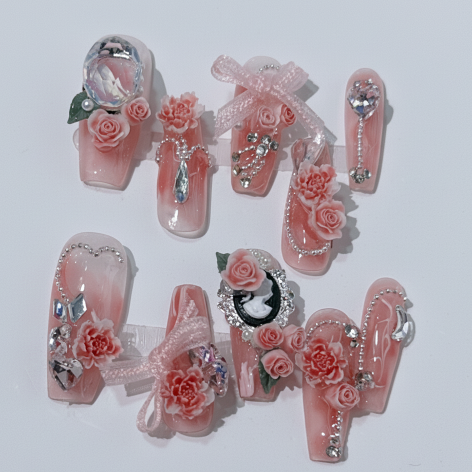 ヴィンテージフラワーの美人画チップ