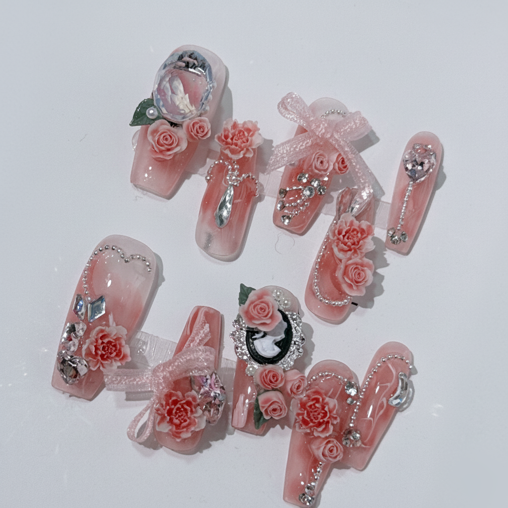 ヴィンテージフラワーの美人画チップ