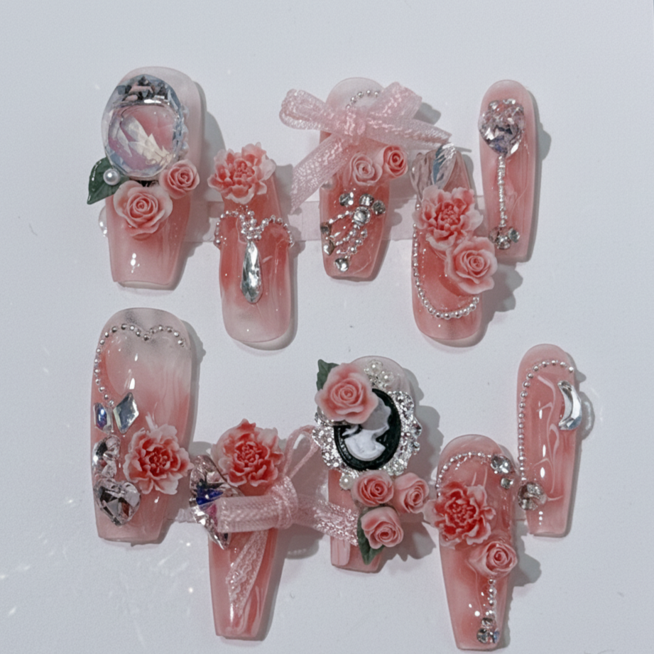 ヴィンテージフラワーの美人画チップ