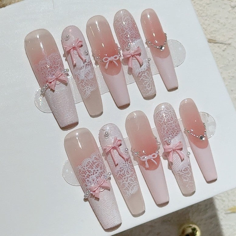 マカロンピンクレースリボン